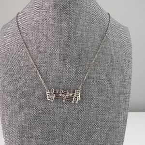 Musical Notes Necklace with Rhinestones